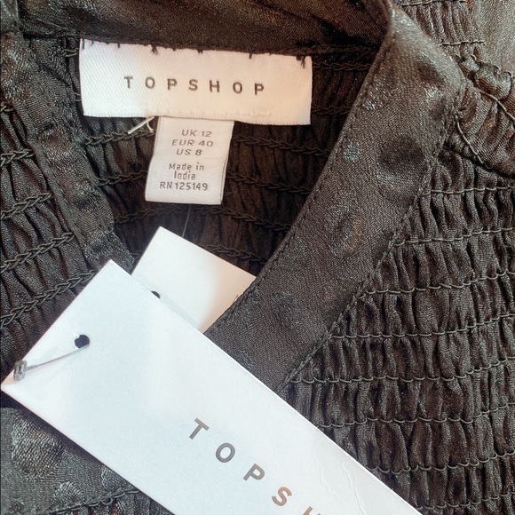 Topshop Black Long Sleeve Polka Dot Top - Picture 5 of 7